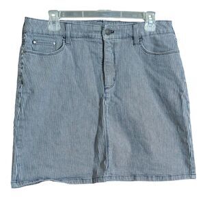 Croft & Barrow Women's Stretch Skirt Size 12 (35" Waist) Blue And White Striped